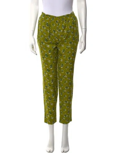 Pre-owned Mansur Gavriel Silk Straight Leg Pants In Green