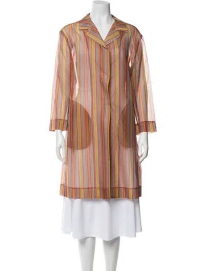 Pre-owned Mansur Gavriel Silk Striped Coat W/ Tags In Orange