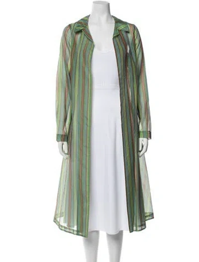 Pre-owned Mansur Gavriel Silk Striped Robe W/ Tags In Green