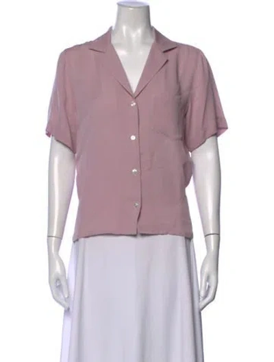 Pre-owned Mansur Gavriel Silk V-neck Button-up Top In Pink/purple