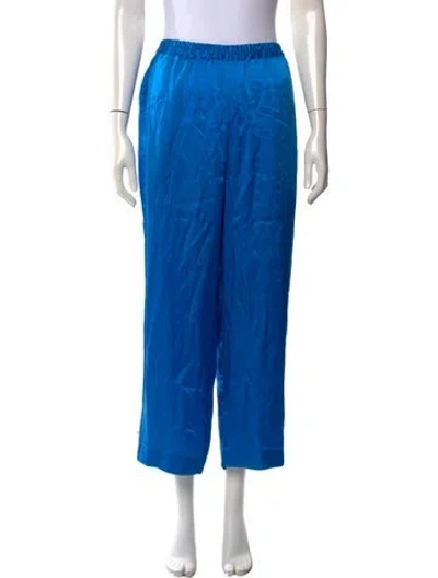 Pre-owned Mansur Gavriel Silk Wide Leg Pants In Blue
