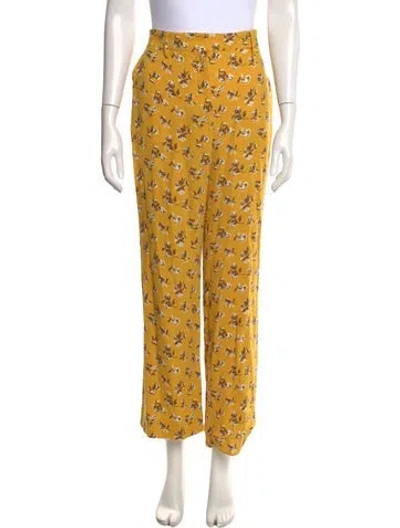 Pre-owned Mansur Gavriel Silk Wide Leg Pants In Yellow