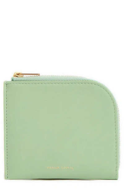Mansur Gavriel Slim Leather Zip Wallet In Green