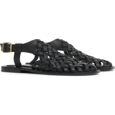 Mansur Gavriel Slingback Woven Sandal In Black