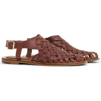 Mansur Gavriel Slingback Woven Sandal In Brown