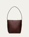 Mansur Gavriel Small Croc-embossed Leather Tote Bag In Brown