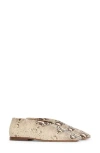 Mansur Gavriel Snakeskin Embossed Square Toe Flat In Animal Print