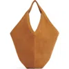 Mansur Gavriel Soft M Suede Hobo Bag In Caramel