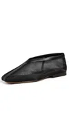 Mansur Gavriel Square Soft V Flats Black In Black