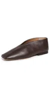 Mansur Gavriel Square Soft V Flats Chocolate In Brown