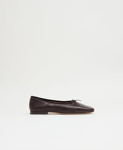 Mansur Gavriel Square Toe Ballerina In Aubergine Naplak