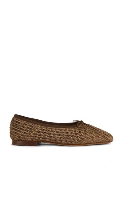 Mansur Gavriel Square Toe Ballerina Flats Anise In Brown