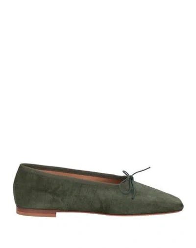 Mansur Gavriel Square Toe Ballerina Woman Ballet Flats Dark Green Size 8 Leather