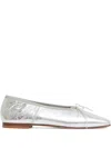 Mansur Gavriel Square-toe Bow Ballet Flats In Silver