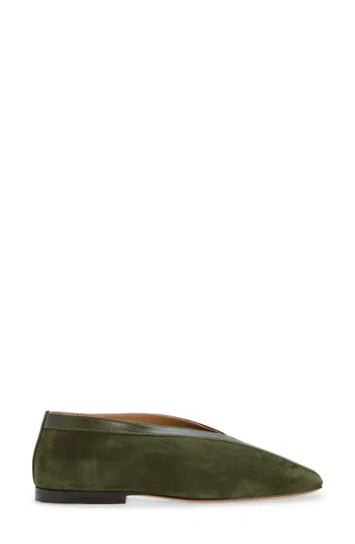 Mansur Gavriel Square Toe Flat In Green