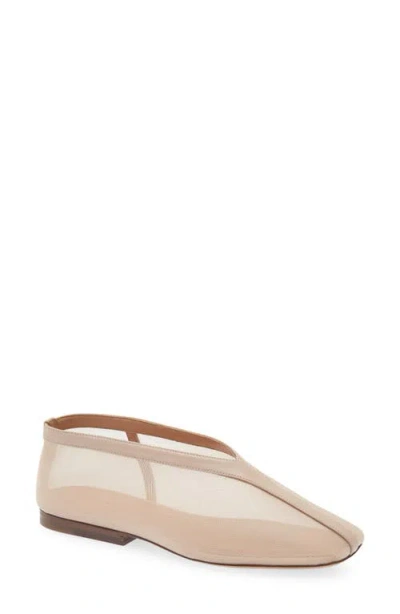 Mansur Gavriel Square Toe Flat In Gold