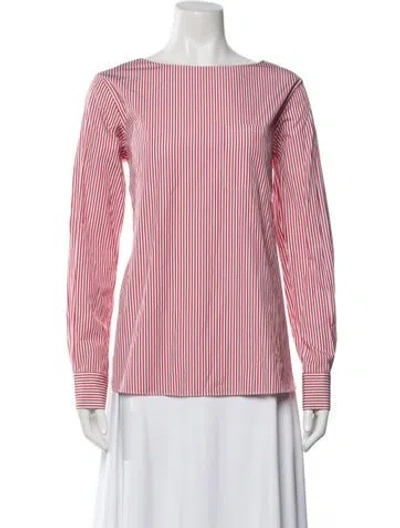 Pre-owned Mansur Gavriel Striped Bateau Neckline Top W/ Tags In Red/white