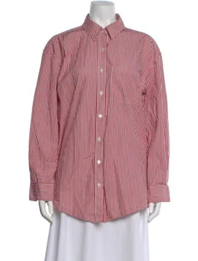 Pre-owned Mansur Gavriel Striped Long Sleeve Button-up Top In Red