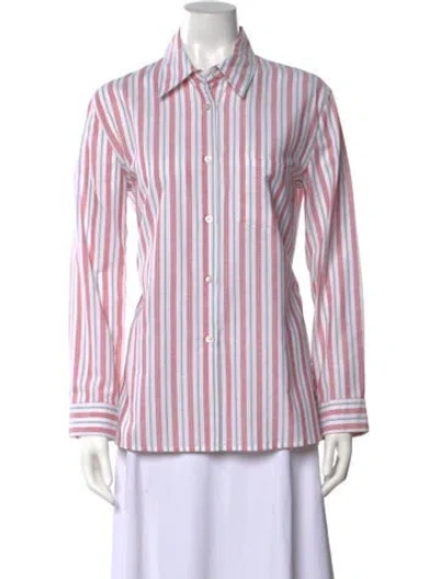 Pre-owned Mansur Gavriel Striped Long Sleeve Button-up Top W/ Tags In Red