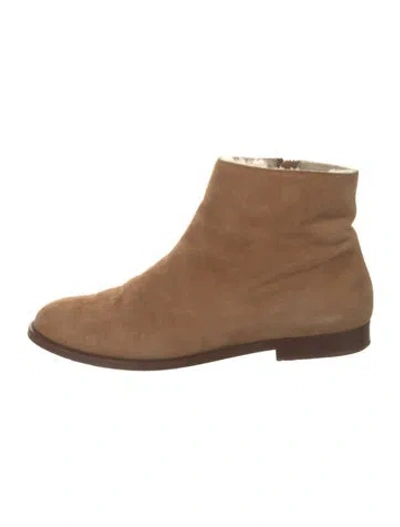 Pre-owned Mansur Gavriel Suede Boots In Neutral