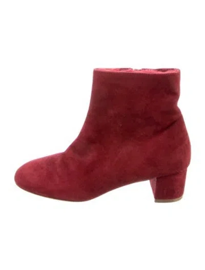 Pre-owned Mansur Gavriel Suede Boots In Red
