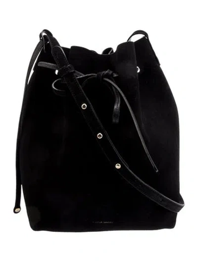 Pre-owned Mansur Gavriel Suede Bucket Bag In Black