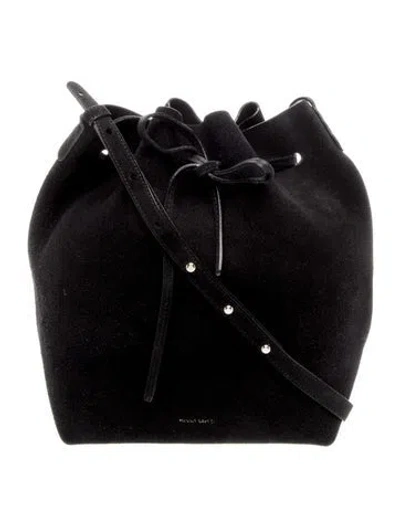 Pre-owned Mansur Gavriel Suede Bucket Bag In Black