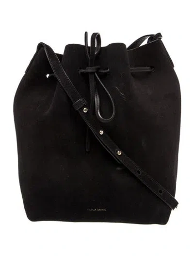 Pre-owned Mansur Gavriel Suede Bucket Bag In Black