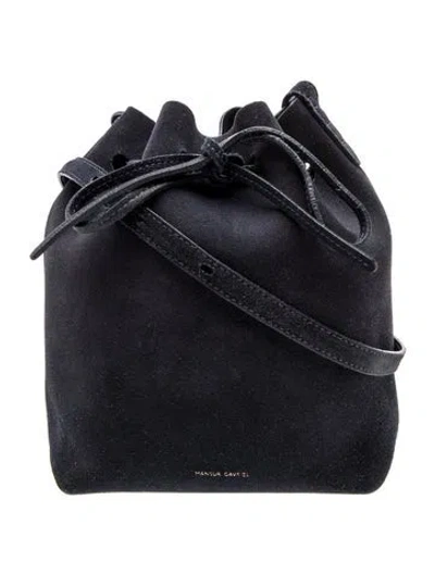 Pre-owned Mansur Gavriel Suede Bucket Bag In Blue