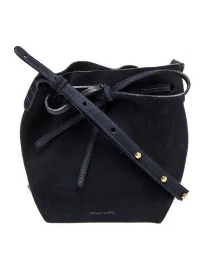 Pre-owned Mansur Gavriel Suede Bucket Bag In Blue