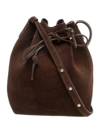 Pre-owned Mansur Gavriel Suede Bucket Bag In Brown