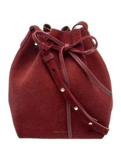 Pre-owned Mansur Gavriel Suede Bucket Bag In Burgundy