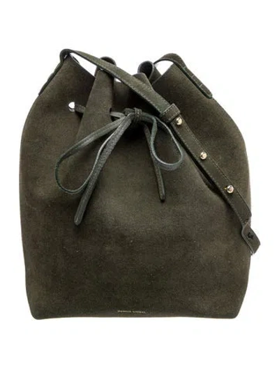 Pre-owned Mansur Gavriel Suede Bucket Bag In Green