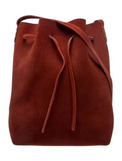 Pre-owned Mansur Gavriel Suede Bucket Bag In Orange