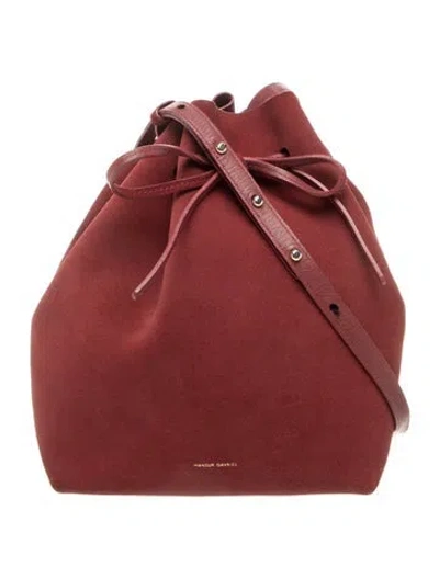 Pre-owned Mansur Gavriel Suede Bucket Bag In Red