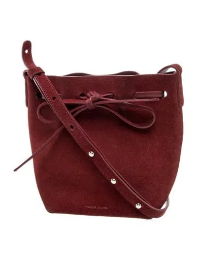 Pre-owned Mansur Gavriel Suede Bucket Bag In Red