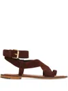 Mansur Gavriel Woman Thong Sandal Chocolate Brown Size 8 Leather In Braun