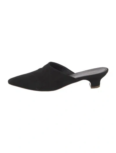 Pre-owned Mansur Gavriel Suede Mules In Black