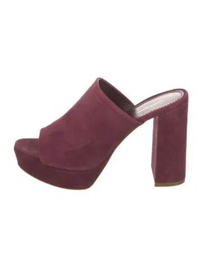 Pre-owned Mansur Gavriel Suede Mules In Burgundy