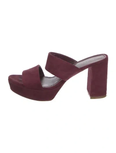 Pre-owned Mansur Gavriel Suede Mules In Burgundy