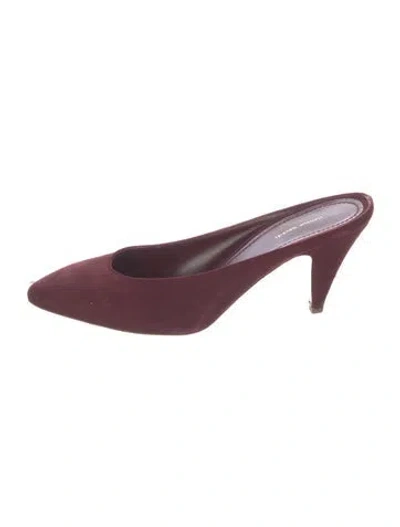 Pre-owned Mansur Gavriel Suede Mules In Burgundy