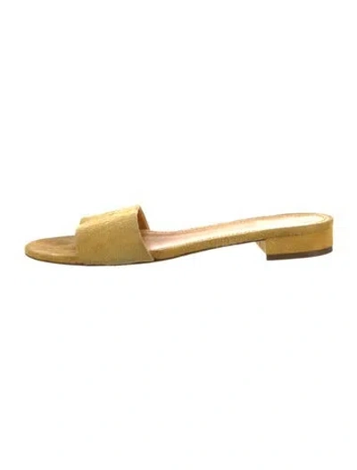 Pre-owned Mansur Gavriel Suede Mules In Yellow