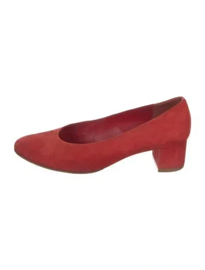 Pre-owned Mansur Gavriel Suede Pumps In Red
