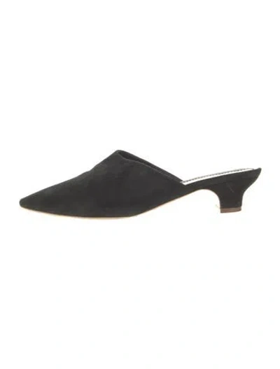 Pre-owned Mansur Gavriel Suede Slides In Black