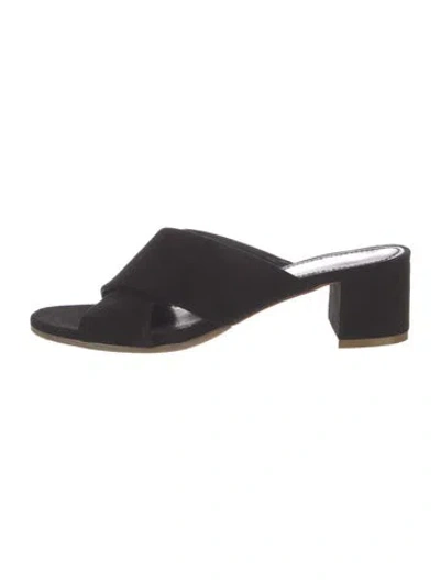 Pre-owned Mansur Gavriel Suede Slides In Black