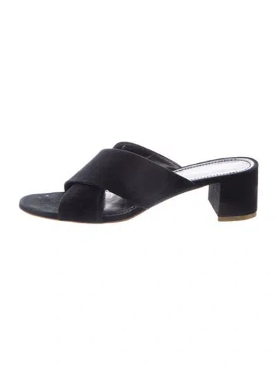 Pre-owned Mansur Gavriel Suede Slides In Black