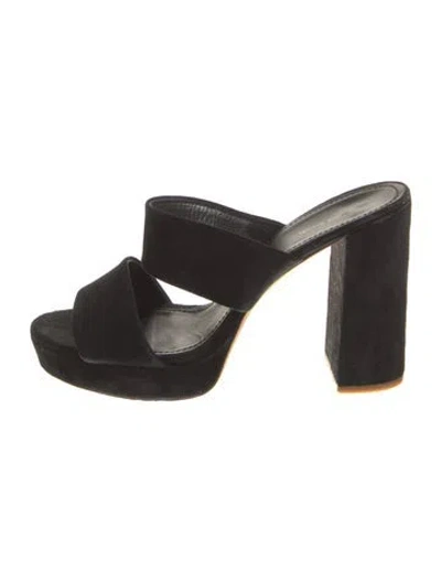 Pre-owned Mansur Gavriel Suede Slides In Black