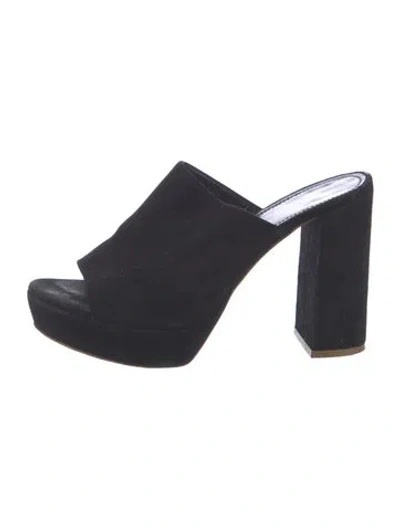 Pre-owned Mansur Gavriel Suede Slides In Black