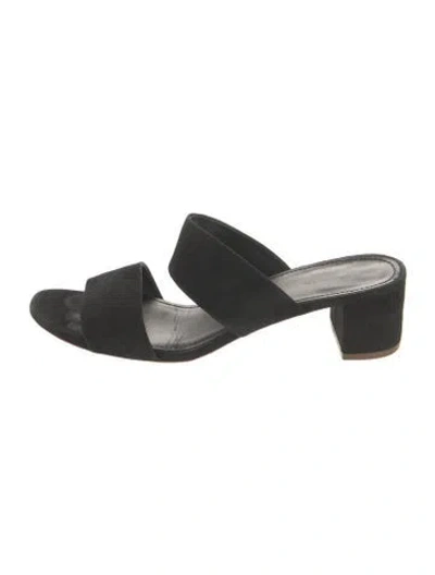 Pre-owned Mansur Gavriel Suede Slides In Black