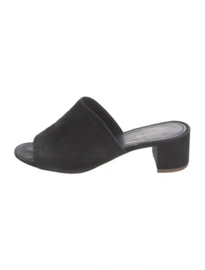 Pre-owned Mansur Gavriel Suede Slides In Black